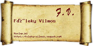 Füleky Vilmos névjegykártya
